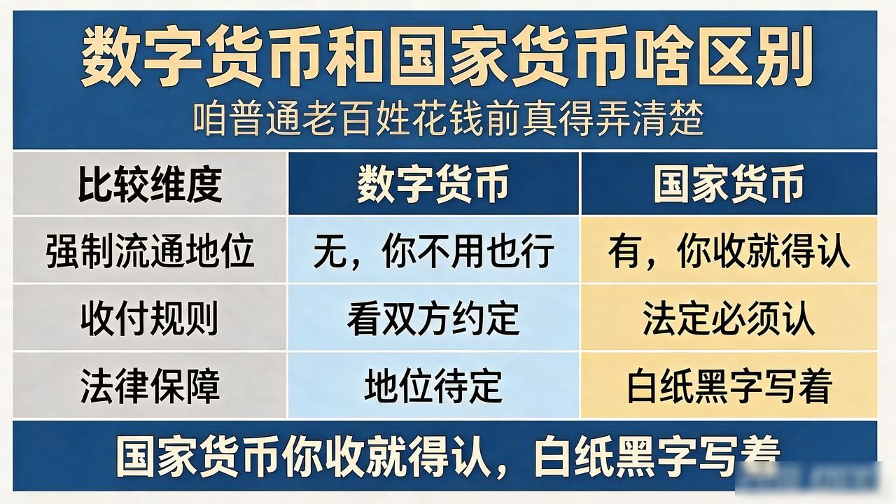 数字货币和国家货币啥区别，咱普通老百姓花钱前真得弄清楚
