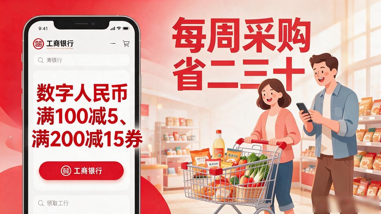 工商银行数字货币福利怎么领，转账消费发红包优惠全都有