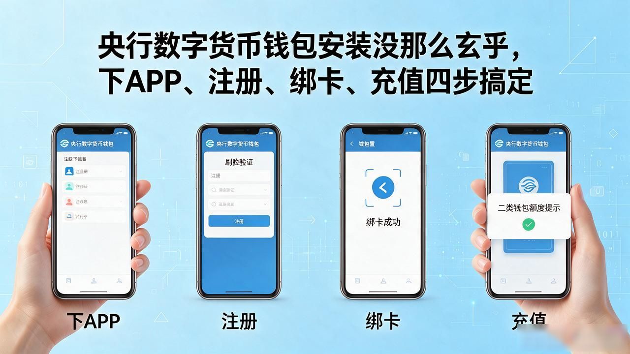 央行数字货币钱包安装没那么玄乎，下APP、注册、绑卡、充值四步搞定