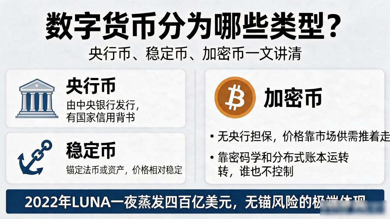 数字货币分为哪些类型？央行币、稳定币、加密币一文讲清